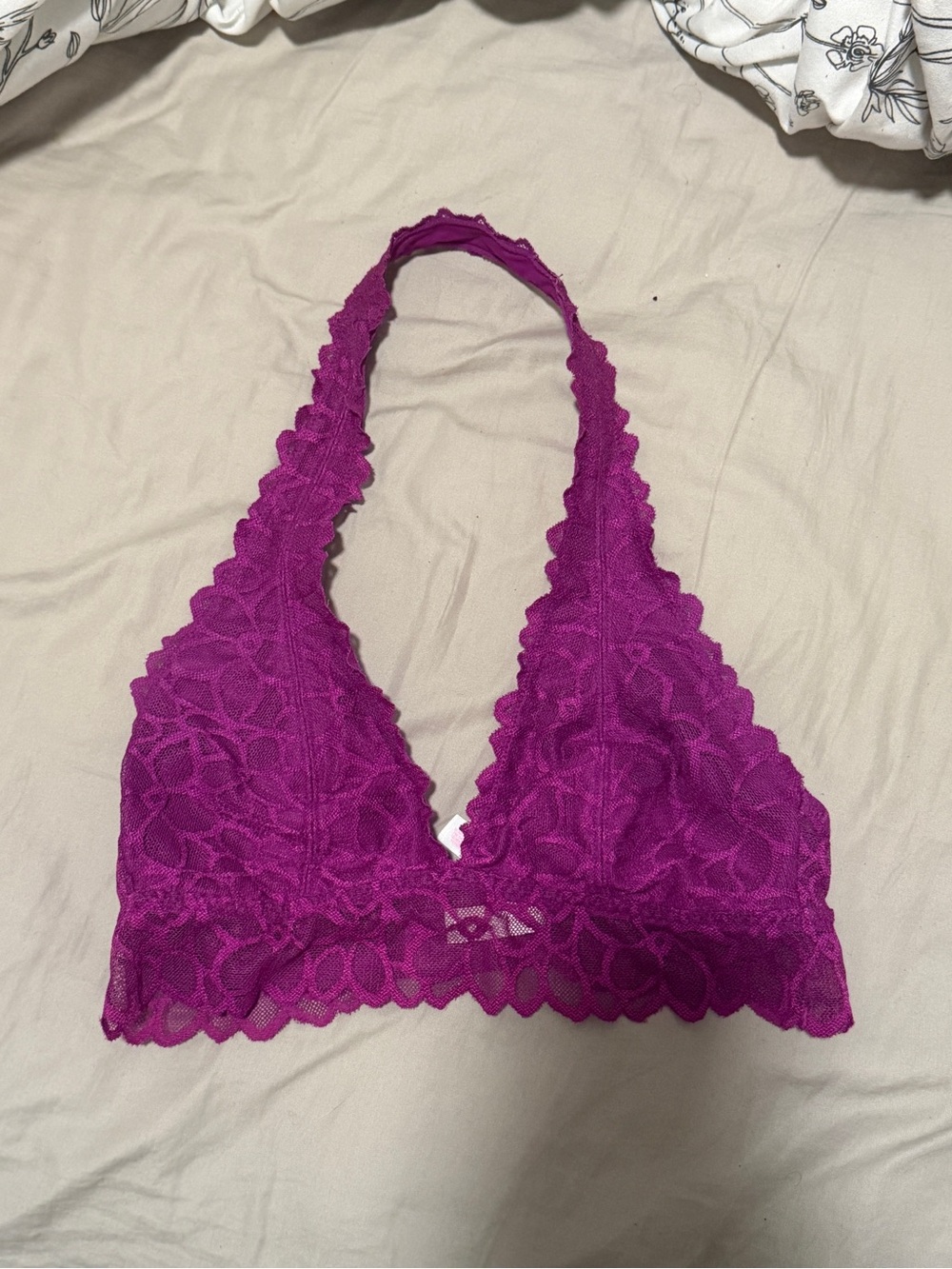 PINK Victoria's Secret Lace Halter Bralette in Magenta